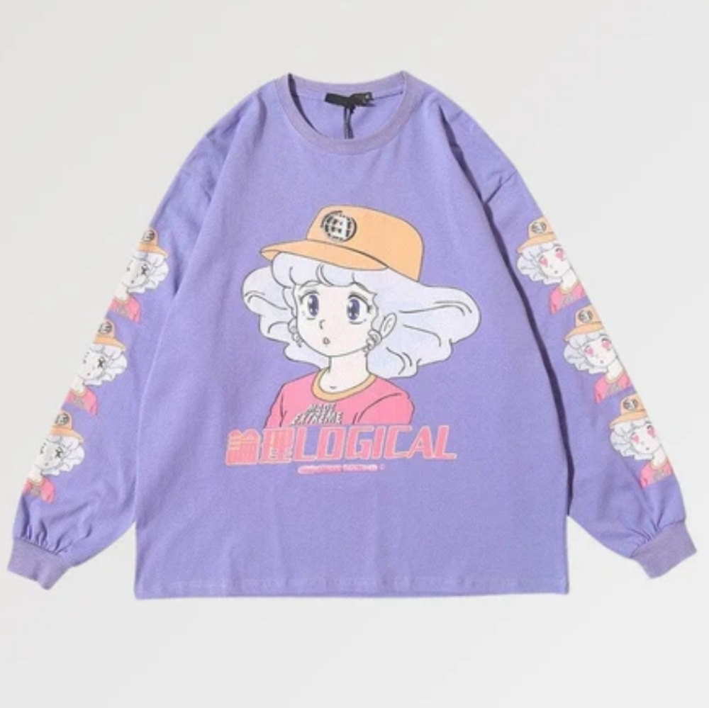 MADE EXTREME x Black Air lilac Logical long sleeve crew neck tee shirt unisex XL